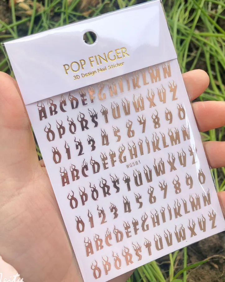 1PCS Multi-Color Laser Reflective Alphabet Nail Art Sticker Kit