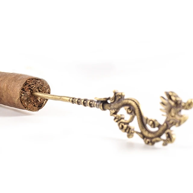 Retro Metal Dragon Carving Shape Cigar Draw Tool Vintage Portable Dredge Drilled Engraving Ventilation Needle Enhancer Knife Smo - Image 2