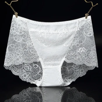 

Women Sexy Lace Hollow Out Panties Comfortable Healthy Cotton Crotch Underwear Breathable Seamless High Waist Plus Size Briefs