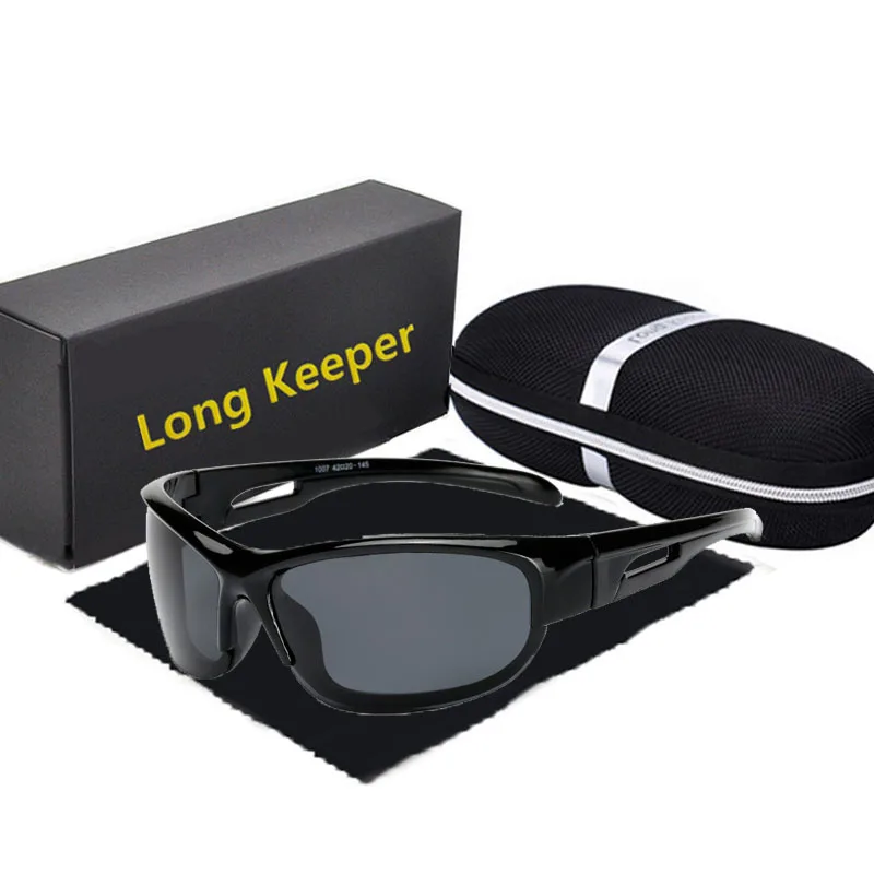 Bright Black Мужские поляризационные Квадратные Солнцезащитные очки longkeader для женщин, новинка, винтажные мужские солнцезащитные очки для вождения, спортивные очки UV400, высокое качество - Цвет линз: Bright Black
