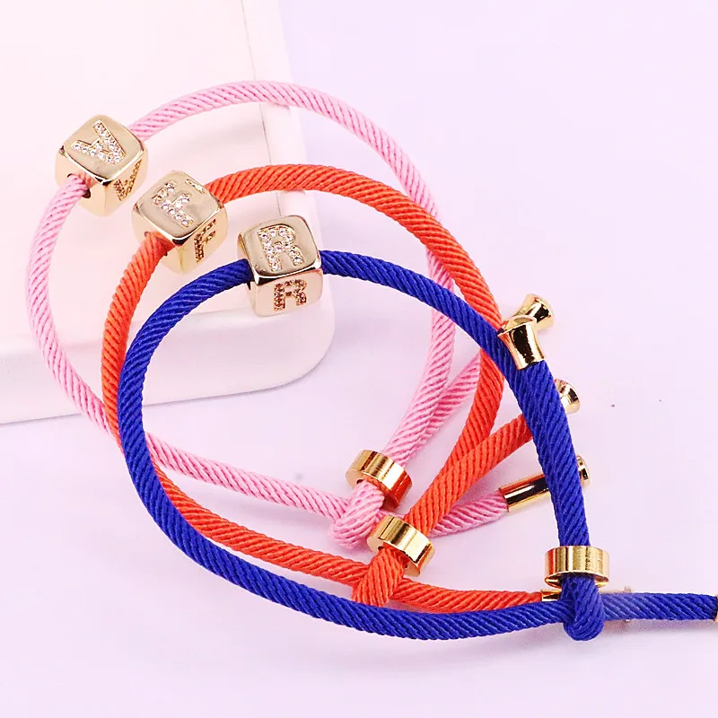 10 pçs novo multicolorido ajustável corda pulseira