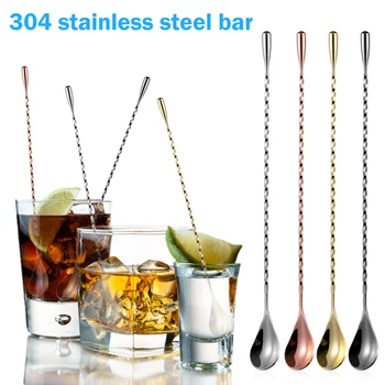

Cocktail Spoon 304 Stainless Steel Mixing Spiral Pattern Coffee Stirring Spoon Bar Bartender Tool Creative Bartending Tool 30cm