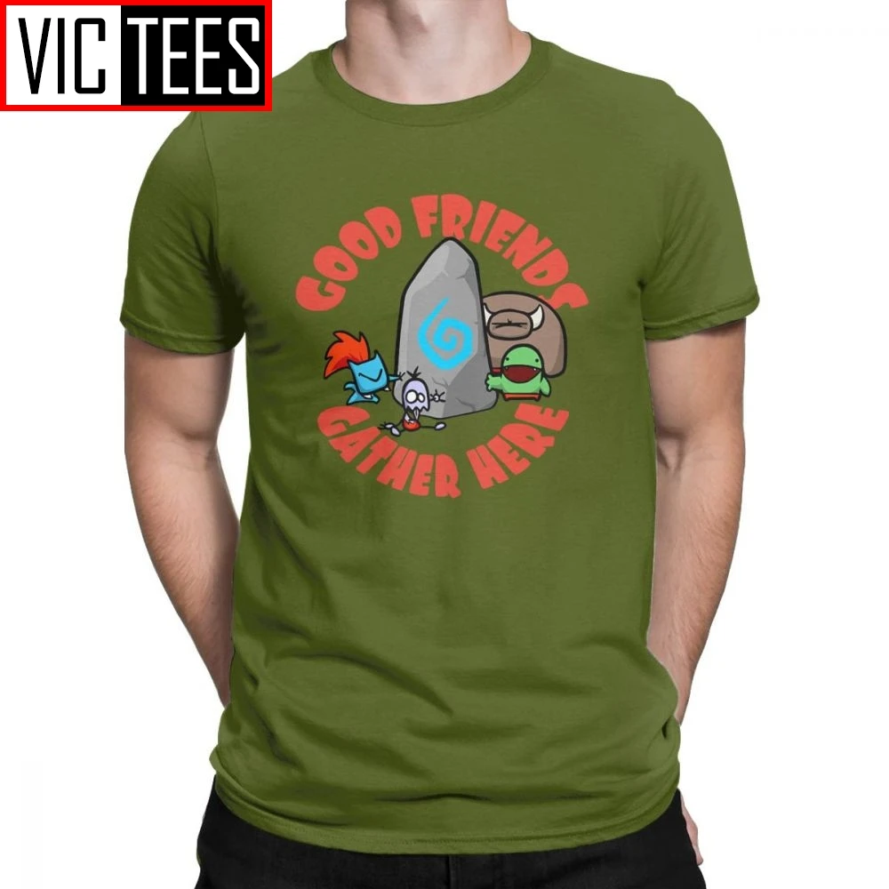 Новинка, мужские футболки с надписью Good Friends orde Carbot, мужские футболки из чистого хлопка, футболки с коротким рукавом для игр в стиле аниме, летняя одежда - Цвет: Армейский зеленый