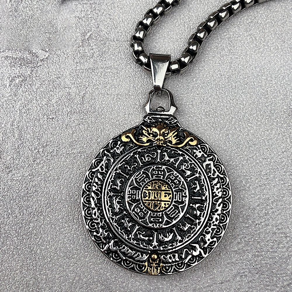 Amuleto retrò nove conici ciondolo Bagua collana da uomo zodiaco in acciaio inossidabile collana con ciondolo Punk regalo di gioielli di moda