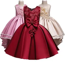 Детское элегантное платье принцессы для девочек; рождественское детское вечернее платье с цветочным узором для девочек; одежда для детей на год