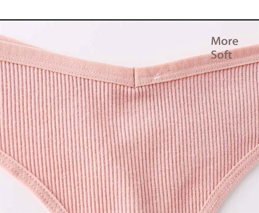 3PCS/Set Women's Panties G-string Thong Cotton Underwear Sexy 6 Solid Color Intimates Lingerie - underwear
