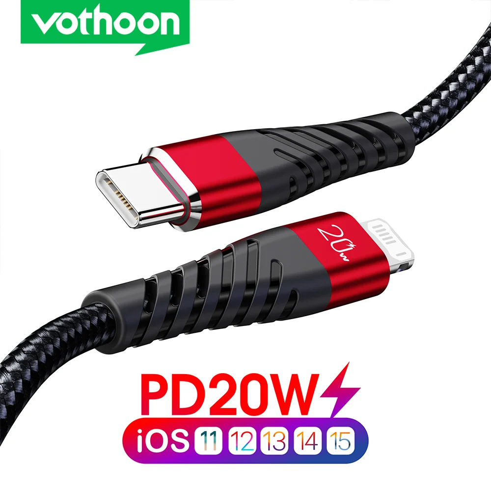 USB кабель Vothoon для iPhone 13 12 11 Pro Max XS XR PD 20 Вт быстрой зарядки типа C iPad зарядное