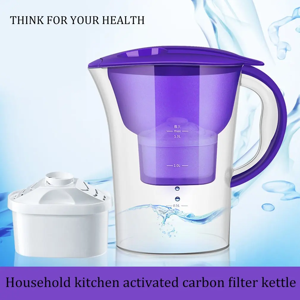 Water Filter Jug Kettle With Refill Filter Cartridge Activated Carbon Water Kettle Home Office Drinkware Purifier