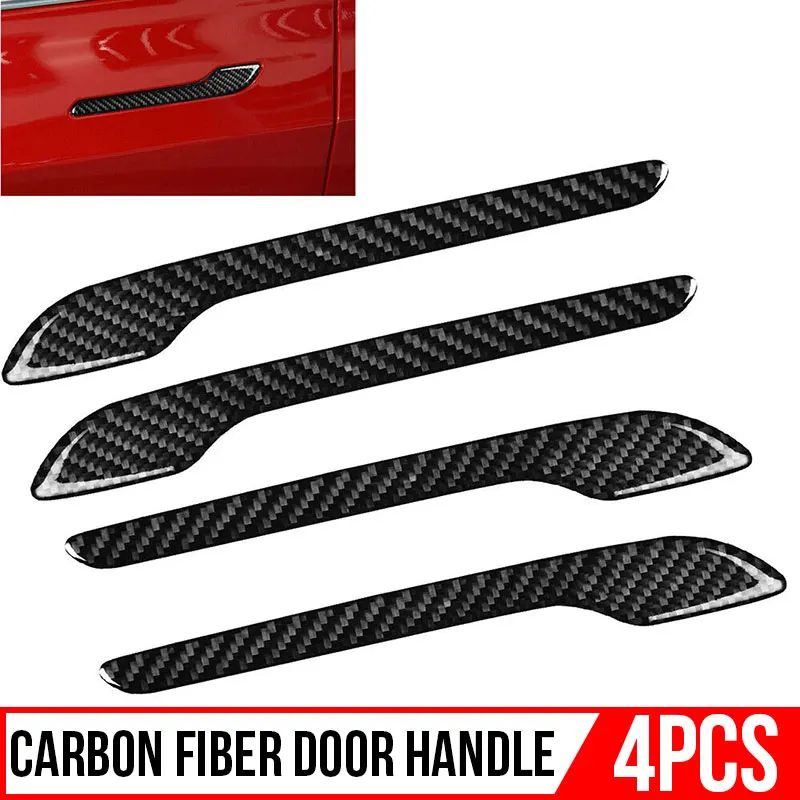 

Carbon Fiber Door Handle Decal Sticker Trim 4pcs 200 X 90mm for Tesla Model 3