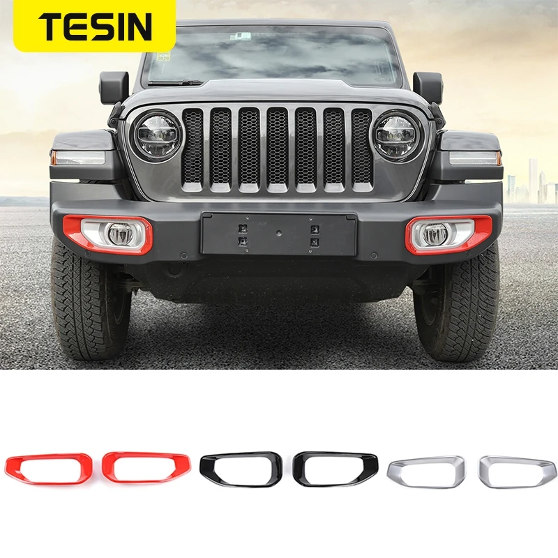

TESIN Car Front Fog Light Lamp Decor Cover Sticker for Jeep Wrangler JL Sahara 2018+ for Jeep Gladiator JT 2018+Accessories