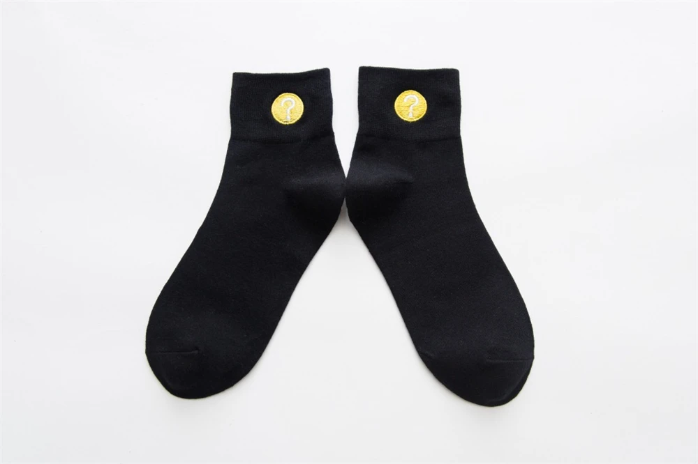 Women Socks Autumn Winter New Cotton Embroidery Cartoon Black White Tube Ladies College Wind Personality Casual Sports Sock