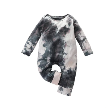 

Fall Baby Girl Boy Ribbed Romper Toddler Newborn Baby Girls Boy Long Sleeve Colorful Tie Dye Print Romper Jumpsuits Clothes