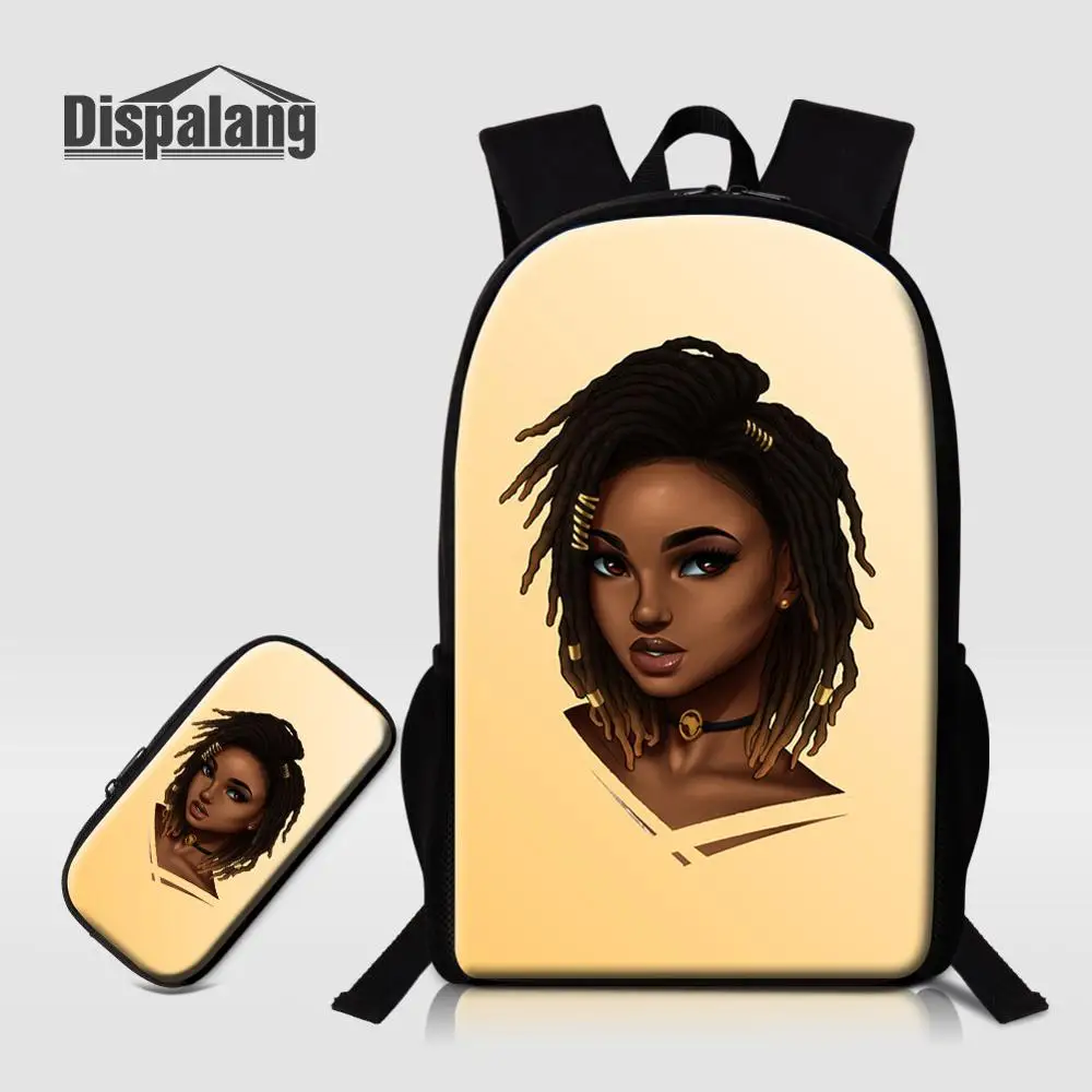 2 PCS Set12 Dispalang на заказ африканская девочка Печать школьный рюкзак с карандашом чехол 2 шт. набор Школьный рюкзак для начальной школы женский рюкзак - Цвет: 2 PCS Set12