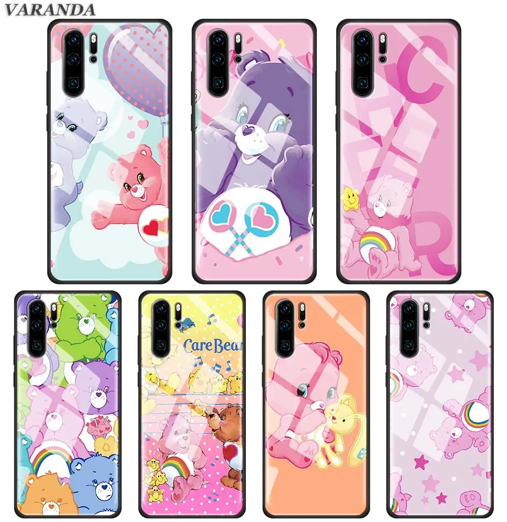 

Care bears cartoon Tempered Glass Case for Huawei P30 P20 P10 Lite Mate 10 20 Lite Honor 8X 20 Pro Glass Phone Cover Shell