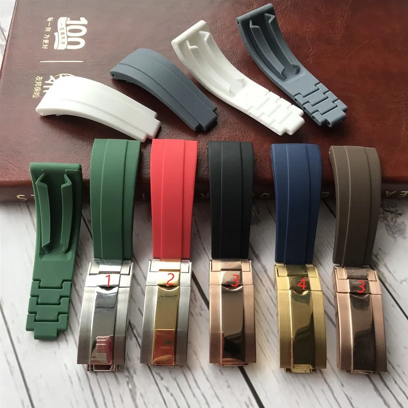 

20mm nature Rubber Silicone Watch band Buckle Watchband for rolex strap Daytona Submariner DEEPSEA GMT SEAMARSTER OYSTERFLEX