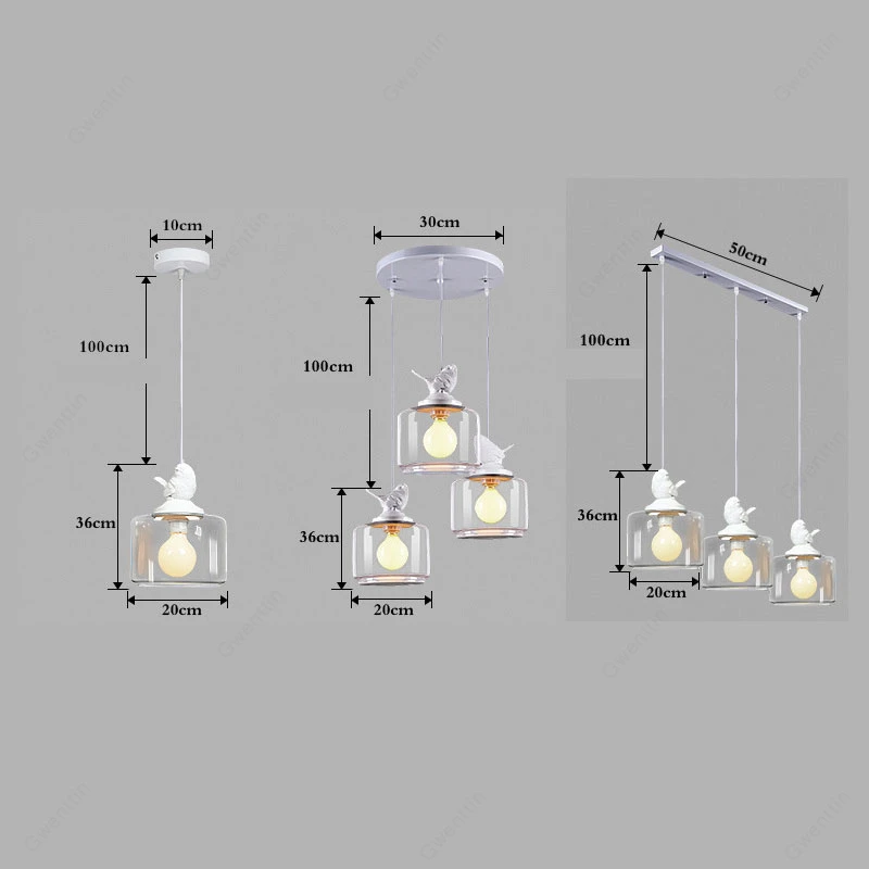 Lâmpada de Vidro de Suspensão da Cozinha Luzes da Sala de Jantar Luminária de Suspensão Nordic Pássaro Pingente Moderno Industrial Loft Lâmpada Decoração Luz 6 Luzes e Iluminação