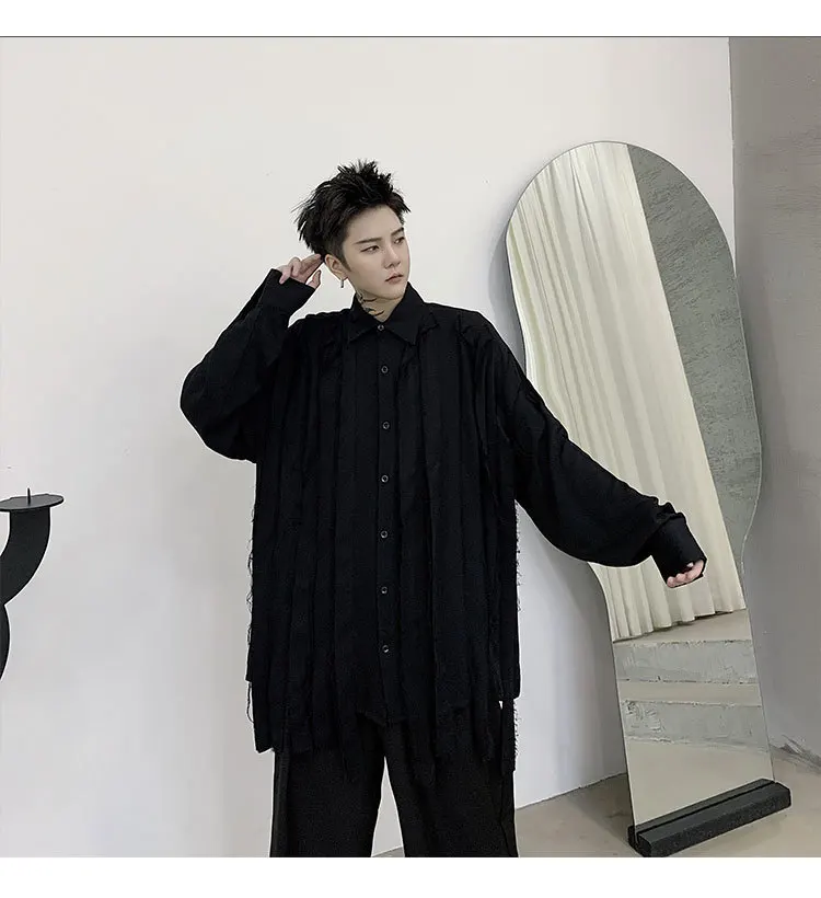 Camisa Hombre, Японская уличная рубашка, сценическая одежда, весна, Мужская модная винтажная полосатая Повседневная рубашка с длинным рукавом, мужские рубашки