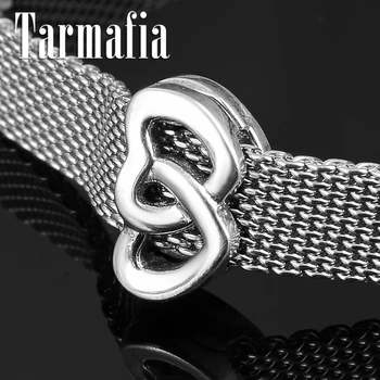 

New 925 Sterling Silver Hollow out Double Heart Charms Clip Beads Fit Original Reflection Charm Bracelets Clip Jewelry Making