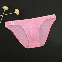 Mens Sexy Low-Waist Transparent Briefs Ice Silk See-Through Breathable Underwear Thin Summer Panties New