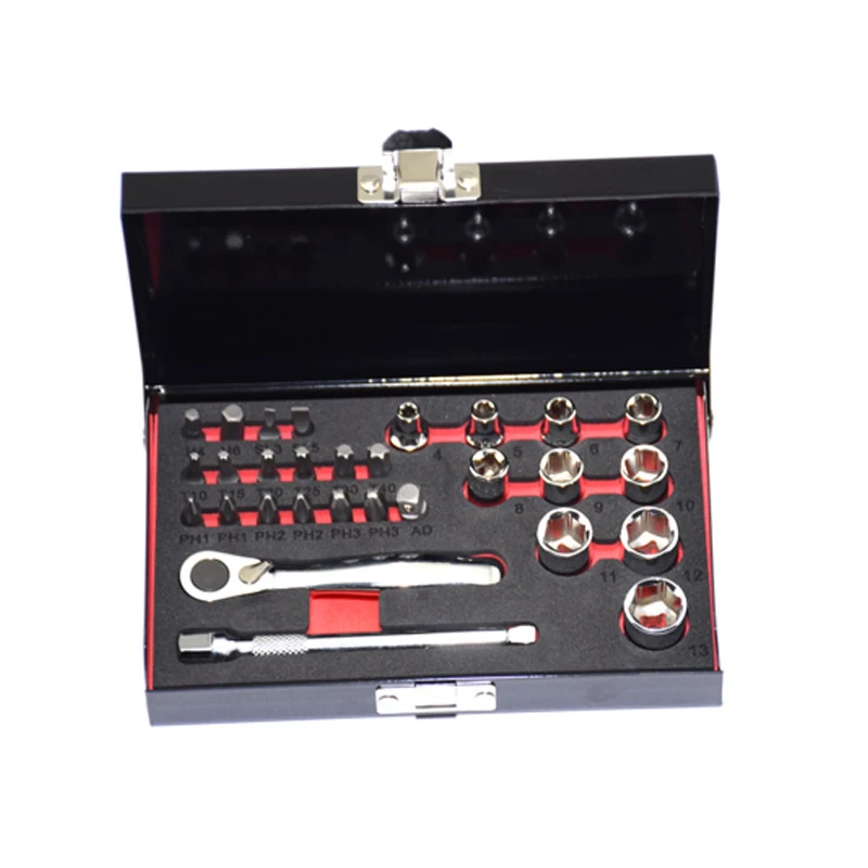 high quality 1/4 ratchet wrench set S2 material bits 32pcs Mini tools set  screwdriver head bike Repair hand tool combination - AliExpress