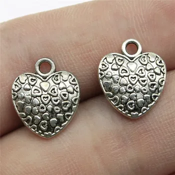 

WYSIWYG 8pcs 15x12mm lot Heart Charm Metal Heart Charm Heart Charm Silver Color Vintage DIY Accessories For Jewelry Making