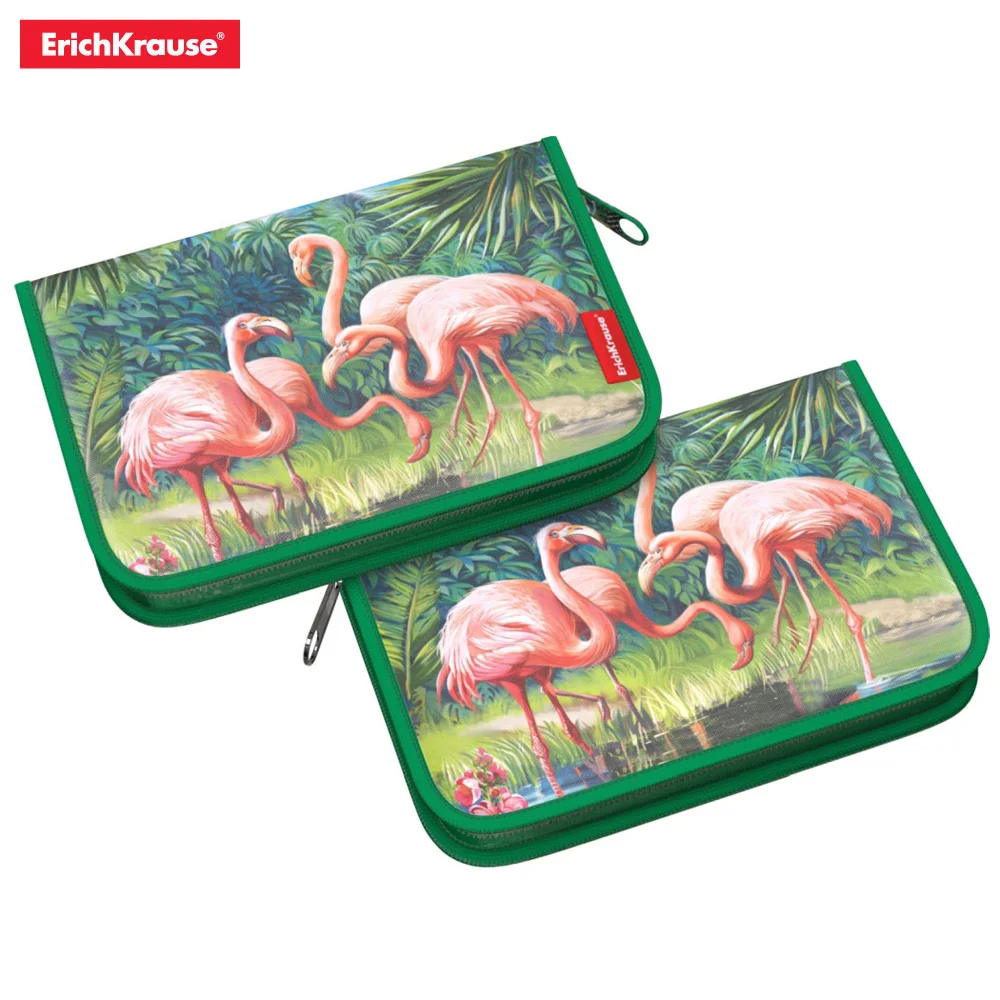 Пластиковый пенал книжка без наполнения ErichKrause 135x205x30мм Dinosaurs Flamingo Flowers Geometry Leos