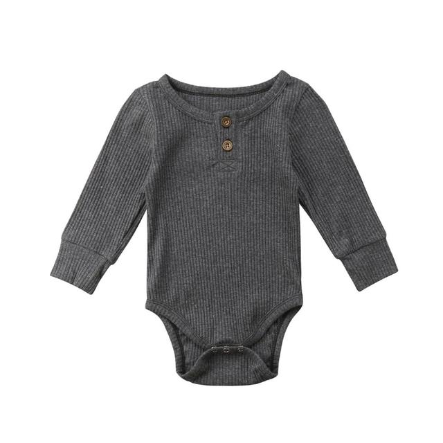 Brand New Newborn Infant Baby Girl Boy Ribbed Bodysuit  Ruffle One-Pieces Solid Jumpsuit Long Sleeve Outfits Spring Sunsuit