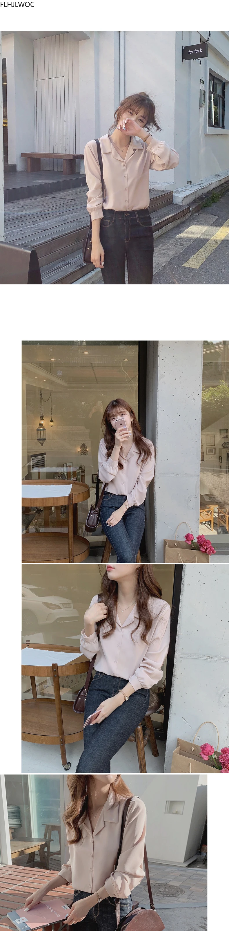 cute blouses White Shirts Long Sleeve Single Breasted Button Elegant Office Lady V Neck Work Blouse Women Chic  Korea Top 7301 sexy blouses for women