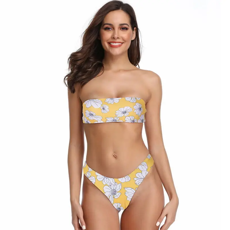 

Leopord Pattern Neira Double-Sided Tube Top Printed Bikini Multi-color Sexy Beach Bathing Suit Women's