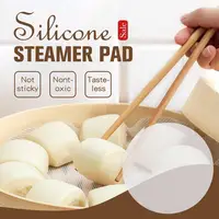 Silicone steamer pad 2pcs Non-Stick Silicone Steamer Pad White Dim Sum Paper Home Restaurant Steamers Mat Kitchen Cooking Tools