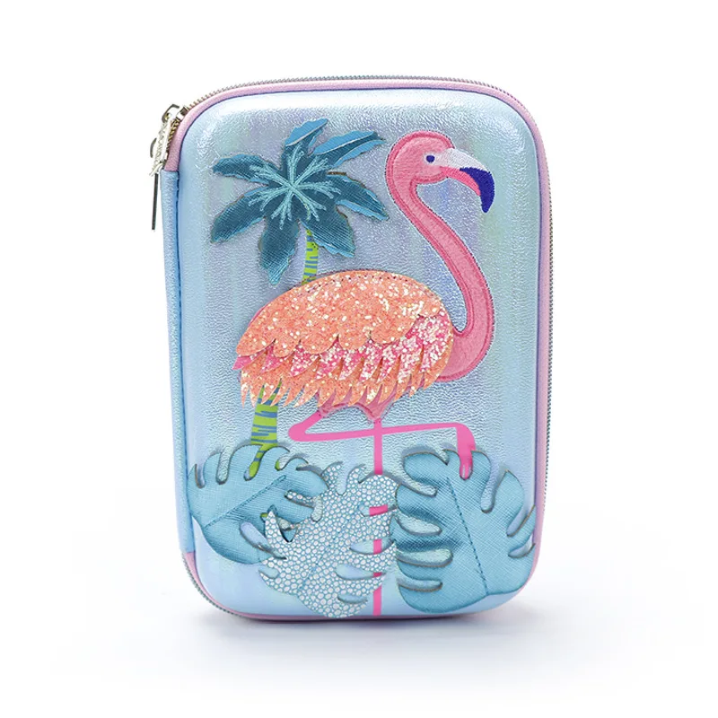 

Flamingo Large Capacity Pencil Unicorn Pen Pouch Bag For Girls And Boys Double zipper Cute School EVA Pencil Box Stationery Tool