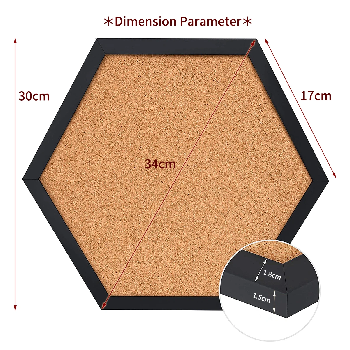 Equilateral Hexagon Cork Board Innovative Message Board Pin Boards Wood Frame Decorative Postcard Wall Bulletin