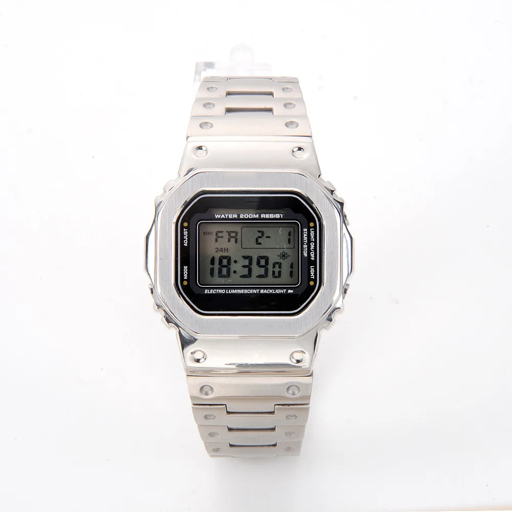Ремешок серебряный для часов DW5600/5610 из нержавеющей стали 316L|Ремешки часов| |