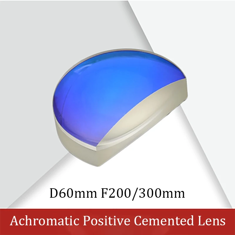 Positive Cemented Achromatic Lens Diameter 60mm Focal Length 200/300mm Coated with Anti-reflection Coating Used To Correct Color |