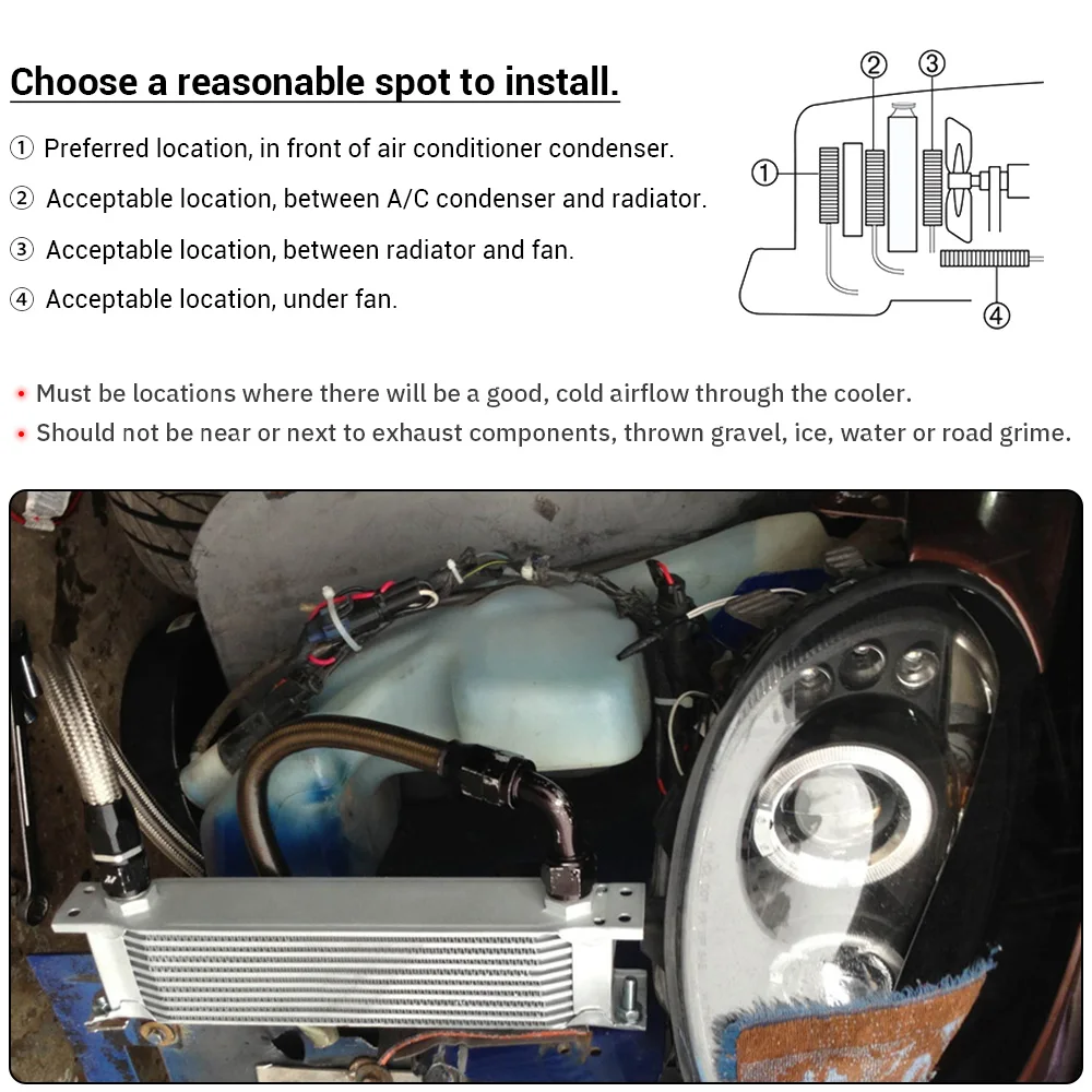Oil Cooler Kit PQY-Aluminum Universal Oil Cooler Engine transmission AN10 Oil Cooler KIT 10 rows PQY7010