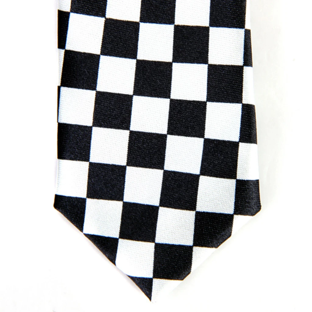 Men Women Formal Suit Casual Wear Black White Plaid Checkered Necktie Fashion Clothing Accessory Gift