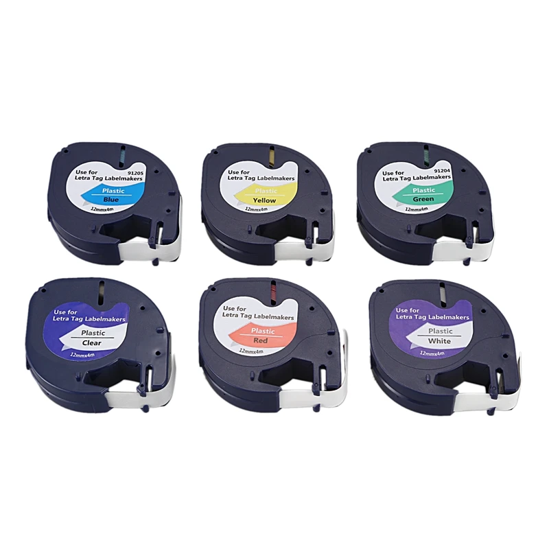 Совместимость для DYMO LetraTag запечатанных лент для 91200 91201 91202 91203 91204 91205 12267 LT микс Цвет 12 мм х 4 метра для этикетка DYMO Pr