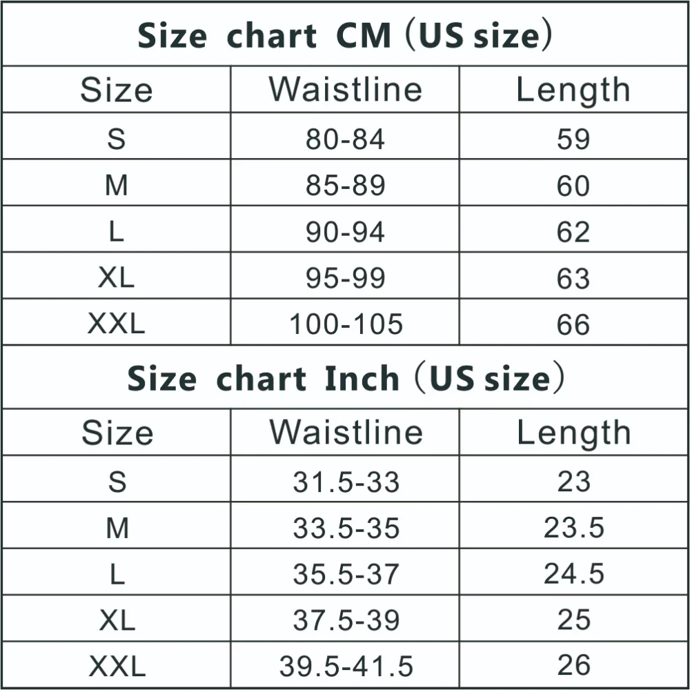 Size chart CM