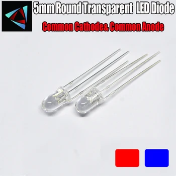 

30pcs LED 5mm Red & Blue Common Cathode& Common Anode 5 mm High Brightness Transparent Round Bi-Color Light-Emitting Diode