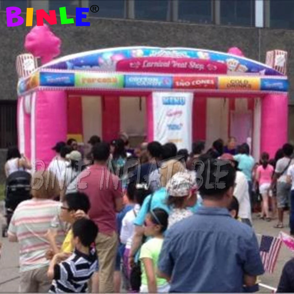 Fast food oxford pink giant inflatable carnival treat shop/ Inflatable Concession Stand/popcorn ice cream booth with blower 3