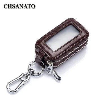 

CHSANATO Brand Split Leather Women Men Double Zippers Car Key Wallets Keys Holder Fashion Housekeeper Keychain DropShipping