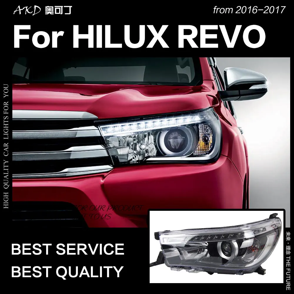 AKD автостайлинг для Toyota Hilux фары 2015 2017 Новинка Revo светодиодный ные DRL Hid ангельские