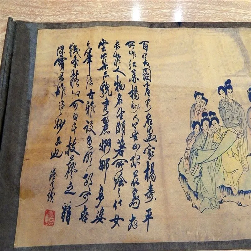 Silk Paper Pretty Chinese Ancient Painting 1 hundred Beautiful women Scroll 百美图