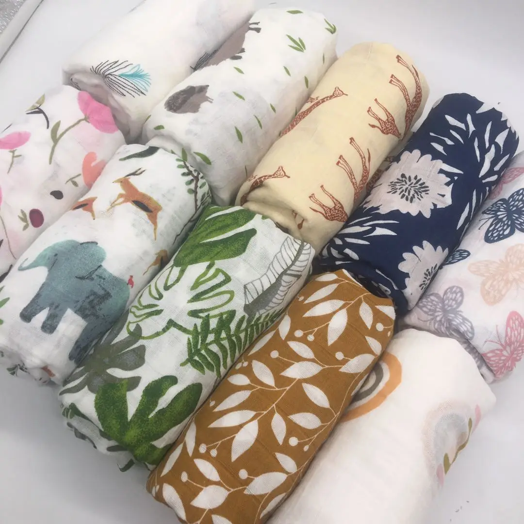 Mantas para bebé de 120x110cm, manta para envolver a bebé, pañal de muselina infantil, manta de tela, toalla