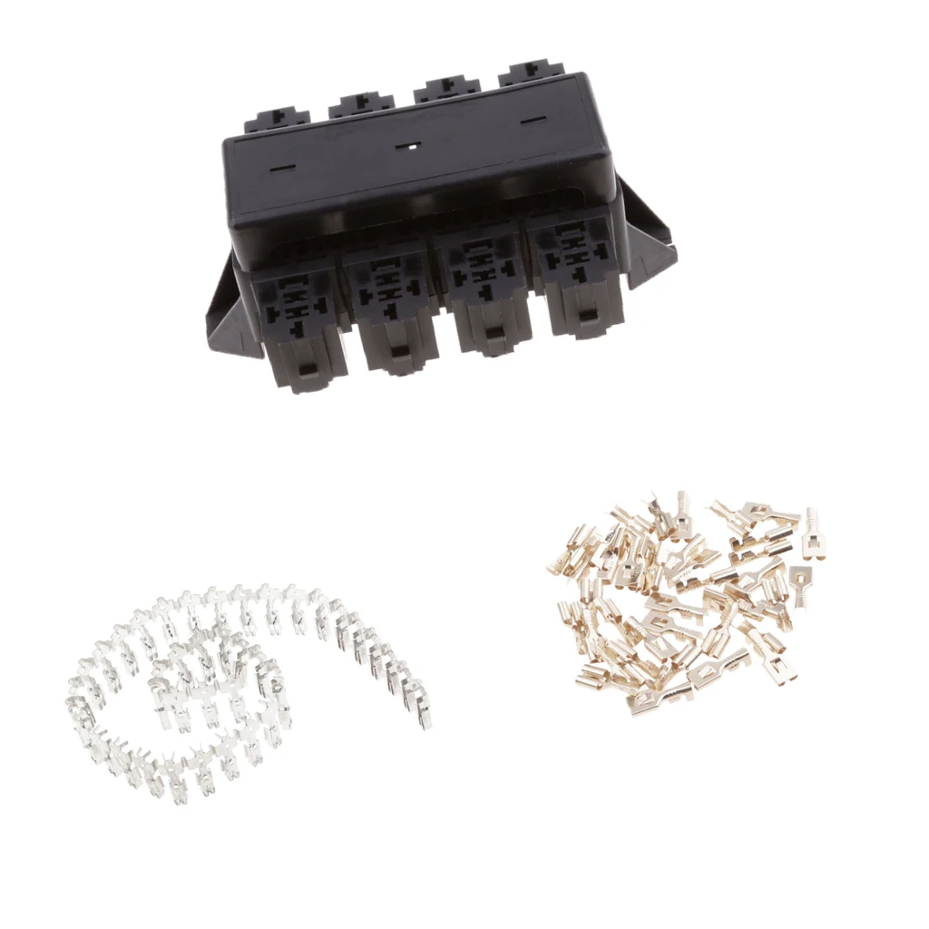 20 Way Circuit Blade Fuse Box Block 8 Relay Holder Spade Terminals Set