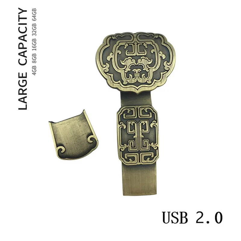 Usb флеш-накопители 2,0 брелок китайский стиль металлический Подарочный флеш-накопитель 128 ГБ креативная карта памяти 4 ГБ 8 ГБ 16 ГБ 32 ГБ память Usb 64 ГБ