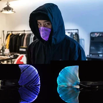 

LED Dustproof Anti-fog And Breathable Face Masks 95% Filtration Party Night Running DJ Mouth Mask Cosplay 7 Colors