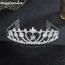 Muylinda возраст 16 день рождения тиара для волос девочек полудрагоценный обряд вечерние украшения для волос Корона Тиара для девочек