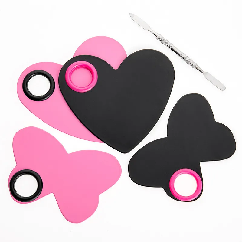 Розовая черная Палетка для смешивания красок макияжа сердце квадратная основа