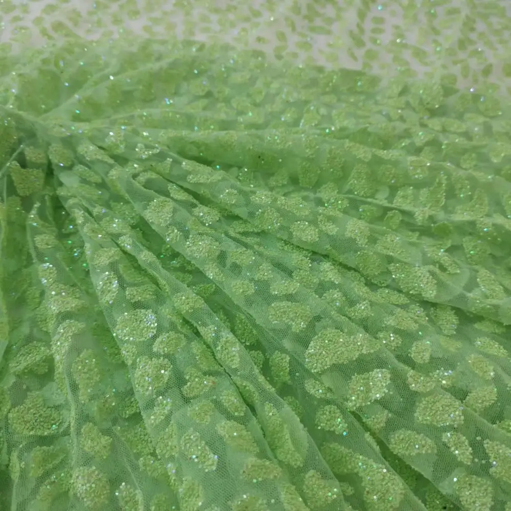 JOY-3901 latest style green color glitter lace best quality Sequins african fabric for sexy dress | Дом и сад